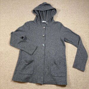 Pure Jill J. Jill Hooded Cardigan 100% Cotton Gray Knit Button Up Size XS